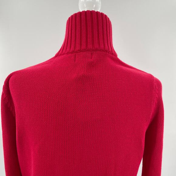 Adolfo Dominquez Red Knit Pockets Belted Designer Sweater Zip Jacket Women L NWT - Picture 5 of 12